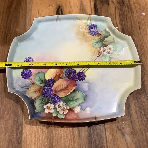 Limoges Hand painted fruit and leaf pattern French porcelain tray/wall hanging - Picture 4 of 9